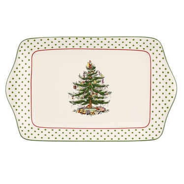 Christmas Tree Polka Dot 12 Inch Dessert Tray